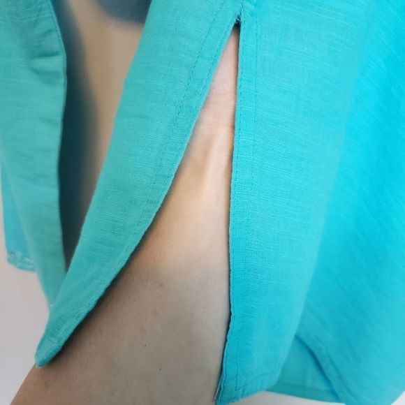 VINTAGE Peasant Blouse Turqoise Blue Small - Picture 8 of 8